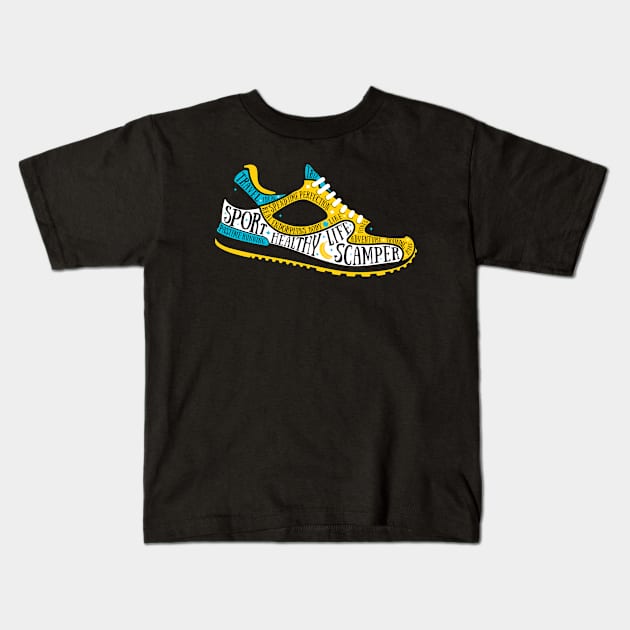 Training Shoes Typography Kids T-Shirt by Mako Design 